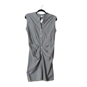 NWT GAP Blue & White Striped Cap Sleeve Midi Shirtdress with Twist, Shirring, 8